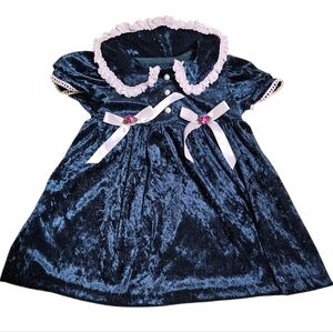 Evy Vintage Green Crushed Velvet Toddler Dress 18m